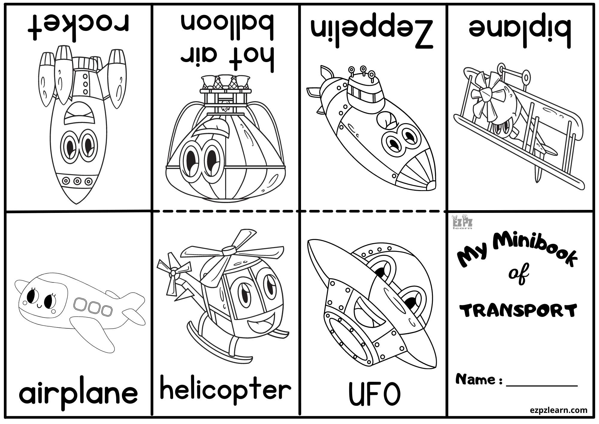 Mini Coloring Transportation Book for Kids Free Download